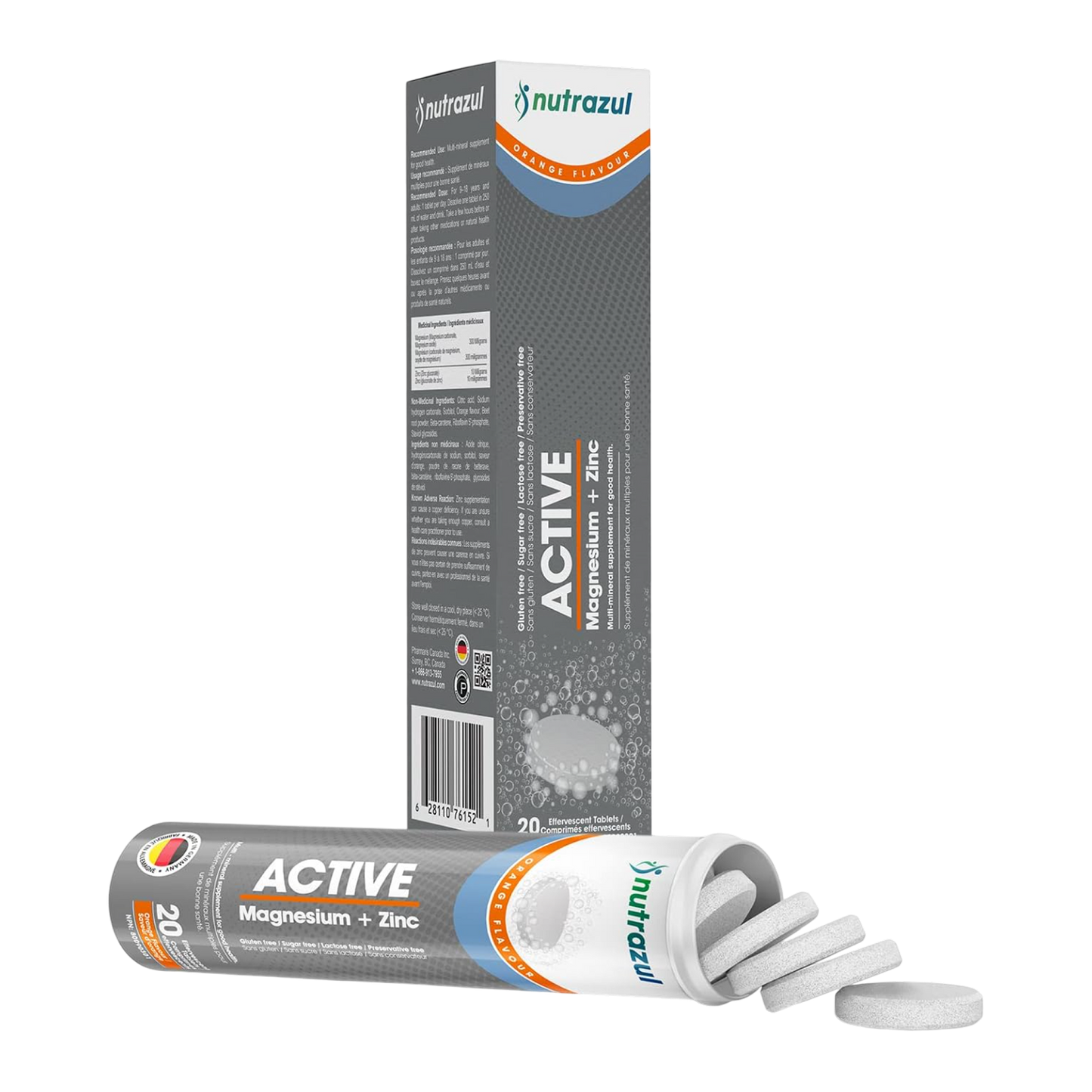 Nutrazul ACTIVE Magnesium and Zinc Effervescent Tablets | 60 Tablets