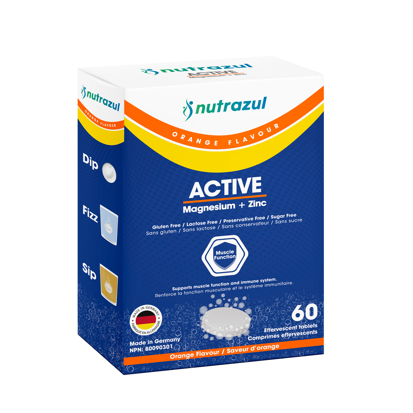 Nutrazul ACTIVE Magnesium and Zinc Effervescent Tablets | 60 Tablets