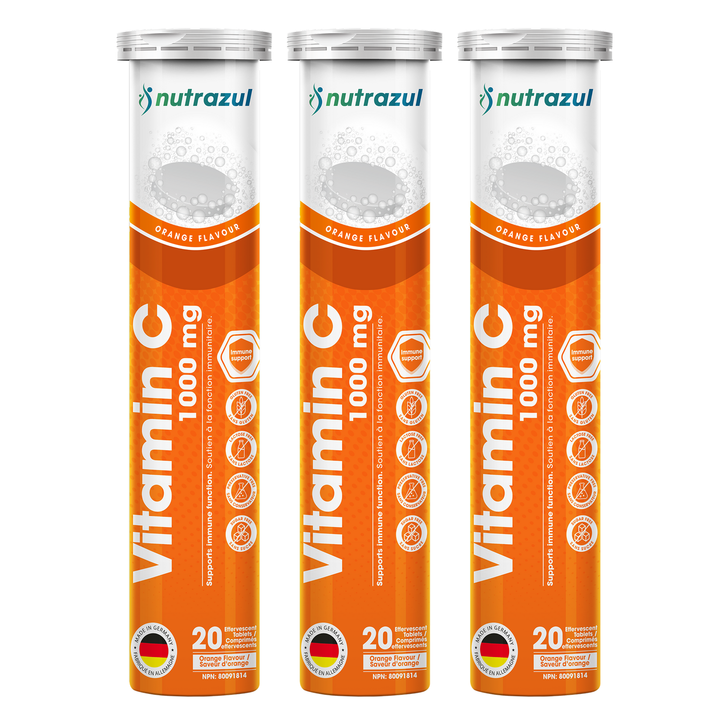 Nutrazul Vitamin C 1000mg Effervescent Tablets - Orange (Pack of 3 X 20)