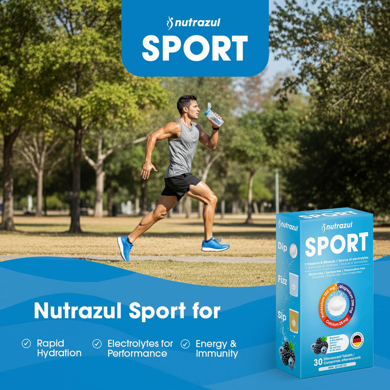 Comprimés effervescents Nutrazul SPORT | Soutien électrolytique et musculaire