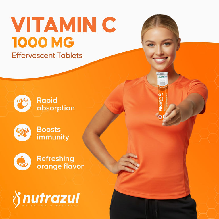 Comprimés effervescents Nutrazul Vitamine C 1000 mg - Orange (paquet de 5 x 20)