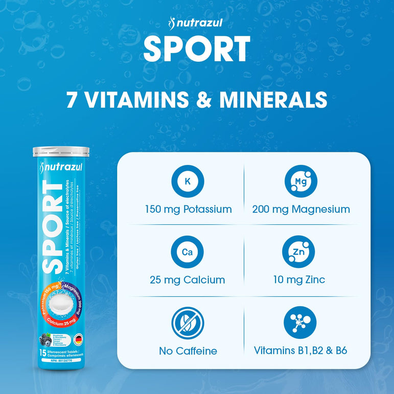 Comprimés effervescents Nutrazul SPORT | Soutien électrolytique et musculaire