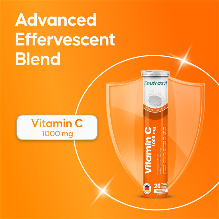 Comprimés effervescents Nutrazul Vitamine C 1000 mg - Orange (paquet de 5 x 20)