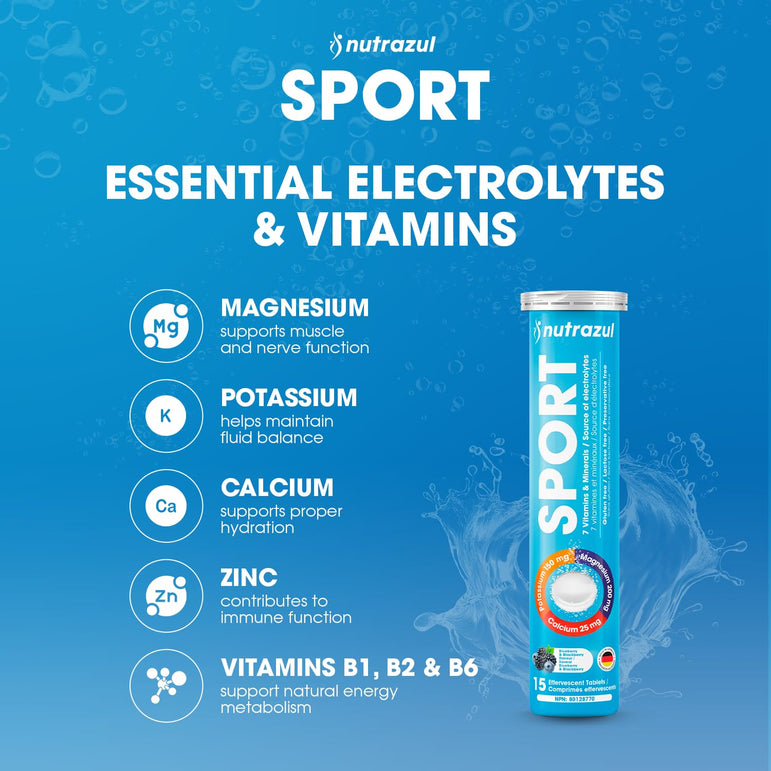 Comprimés effervescents Nutrazul SPORT | Soutien électrolytique et musculaire