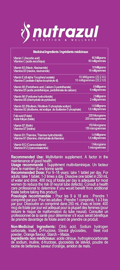 Nutrazul Multivitamin Effervescent Tablets - Orange 20’s | 20 Days Supply