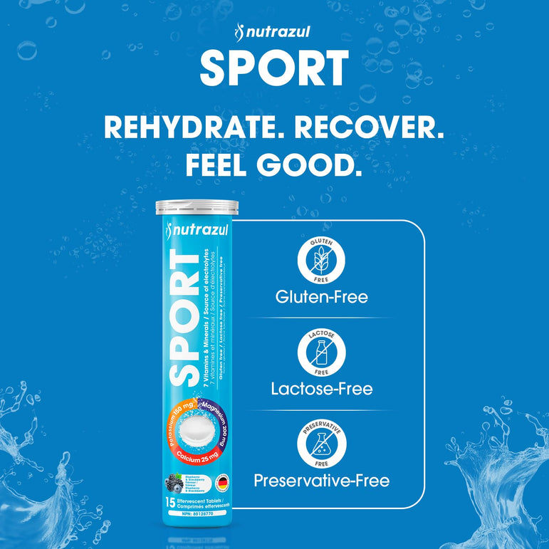 Comprimés effervescents Nutrazul SPORT | Soutien électrolytique et musculaire