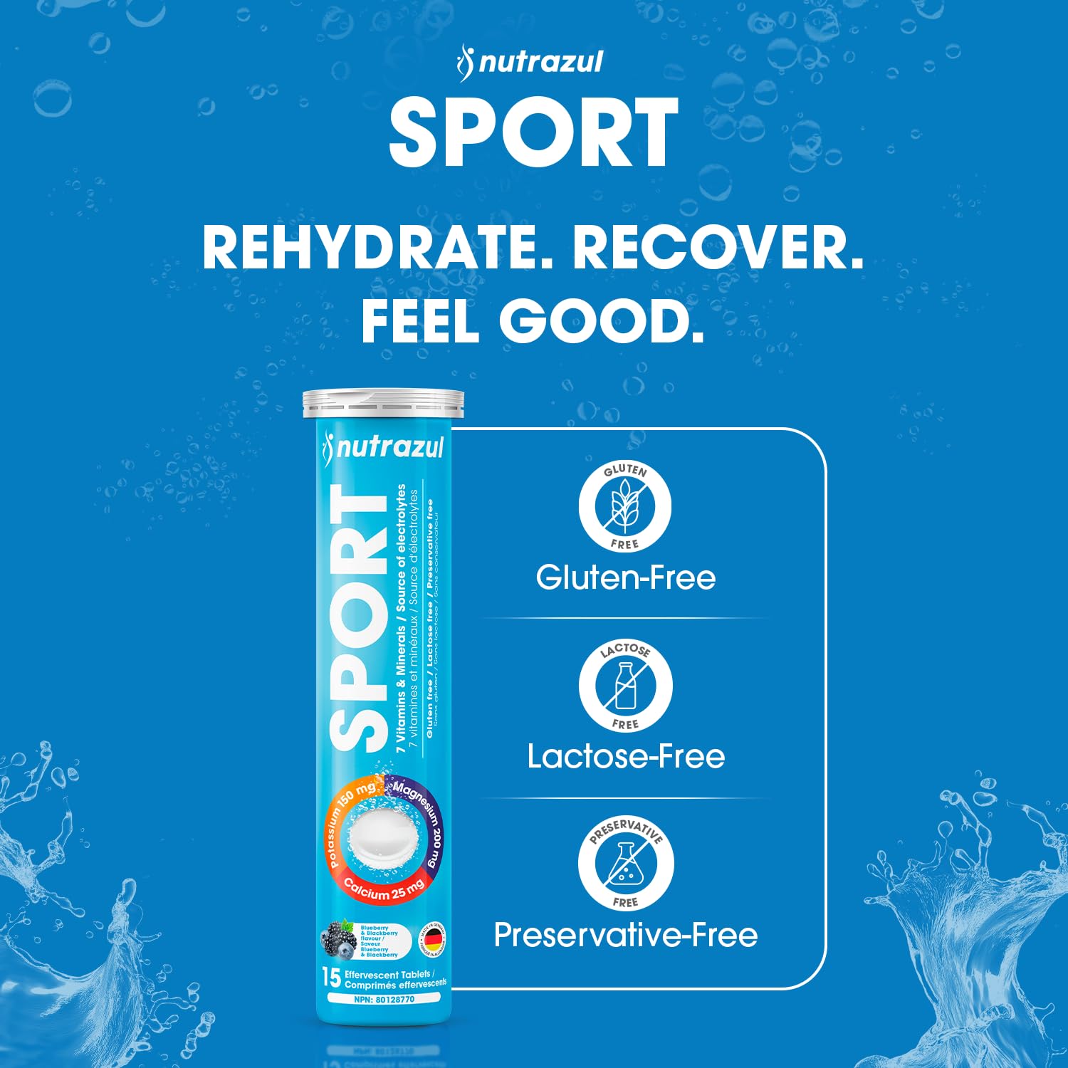 Comprimés effervescents Nutrazul SPORT | Soutien électrolytique et musculaire