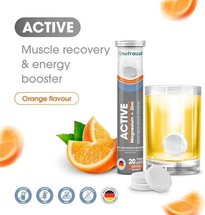 Comprimés effervescents Nutrazul ACTIVE au magnésium et au zinc | 60 comprimés