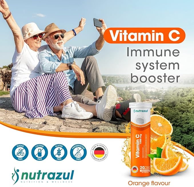 Nutrazul Vitamin C 1000mg Effervescent Tablets - Orange (Pack of 5 X 20)