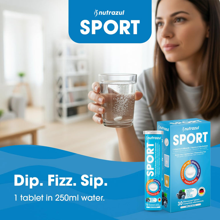 Comprimés effervescents Nutrazul SPORT | Soutien électrolytique et musculaire