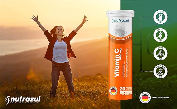 Nutrazul Vitamin C 1000mg Effervescent Tablets - Orange (Pack of 3 X 20)