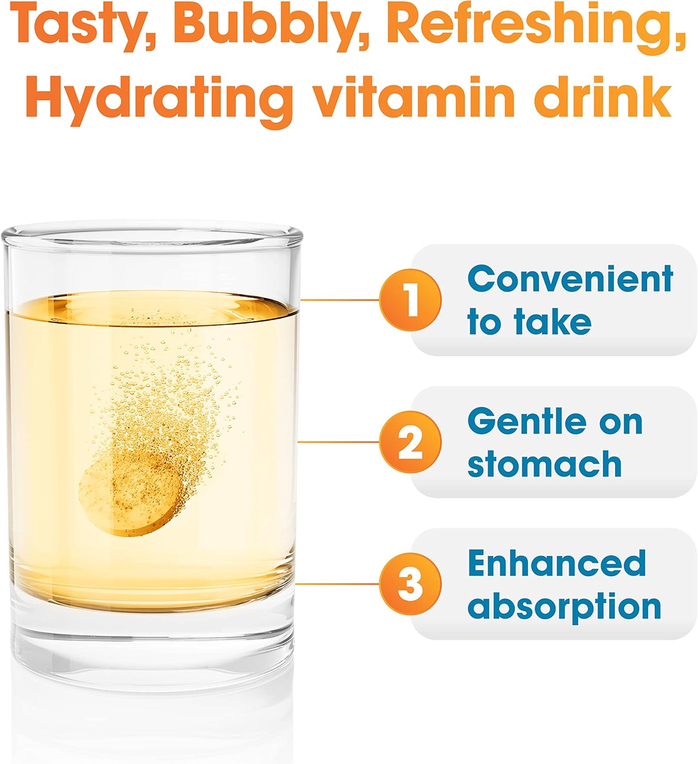 Nutrazul Immune Triple Action Effervescent Tablets - Vitamin C 1000 mg, Vitamin D 400 IU, Zinc 10mg I Orange 20's ( Pack of 3)