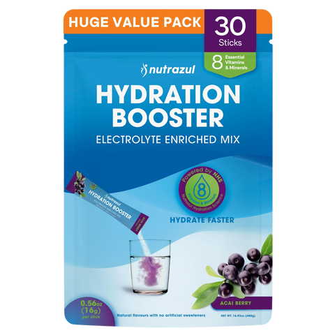 Nutrazul Booster d'hydratation – Saveur baies d'açaï | Poudre enrichie en électrolytes