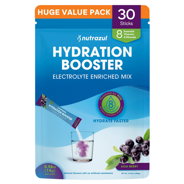 Nutrazul Booster d'hydratation – Saveur baies d'açaï | Poudre enrichie en électrolytes