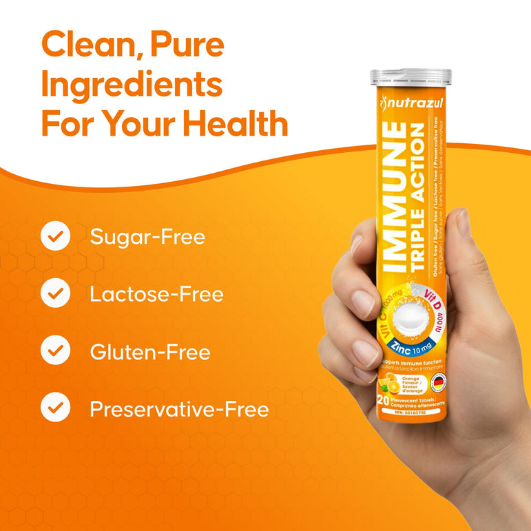 Nutrazul® Immune Triple Action Effervescent Tablets | Orange (Pack of 5)