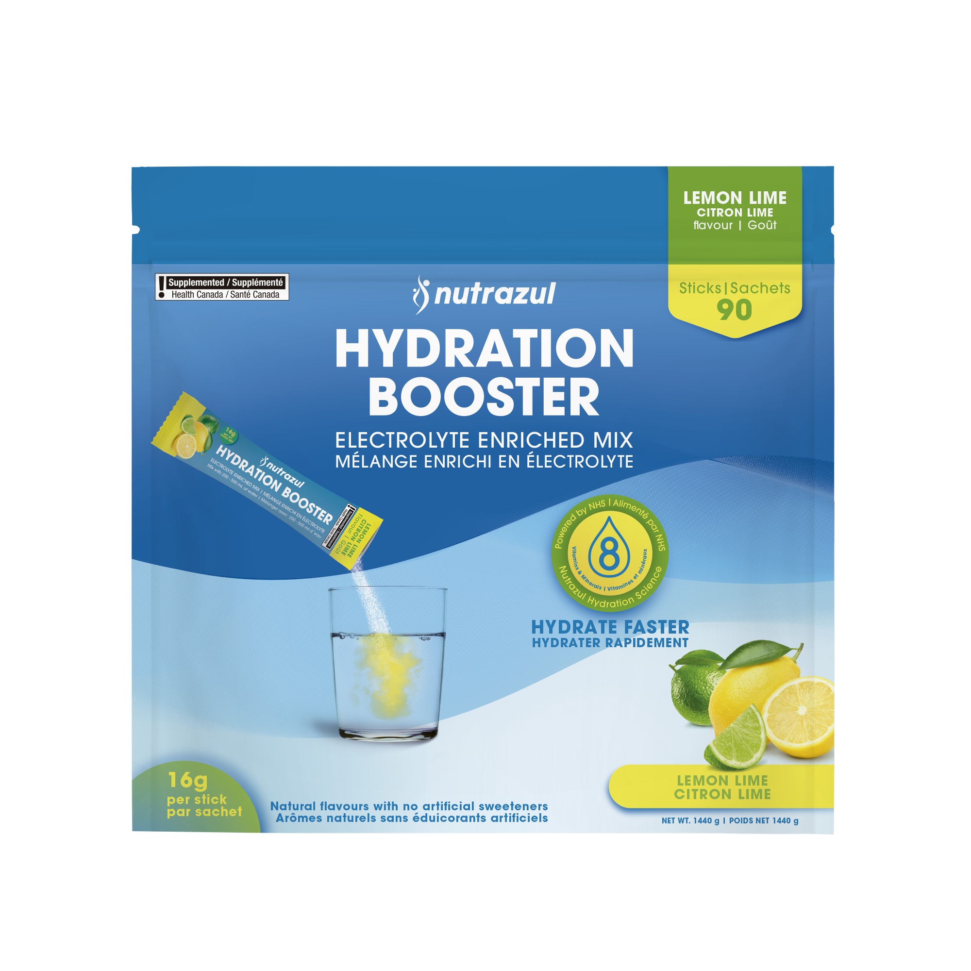 Nutrazul Booster d'hydratation - Citron vert 30 bâtonnets