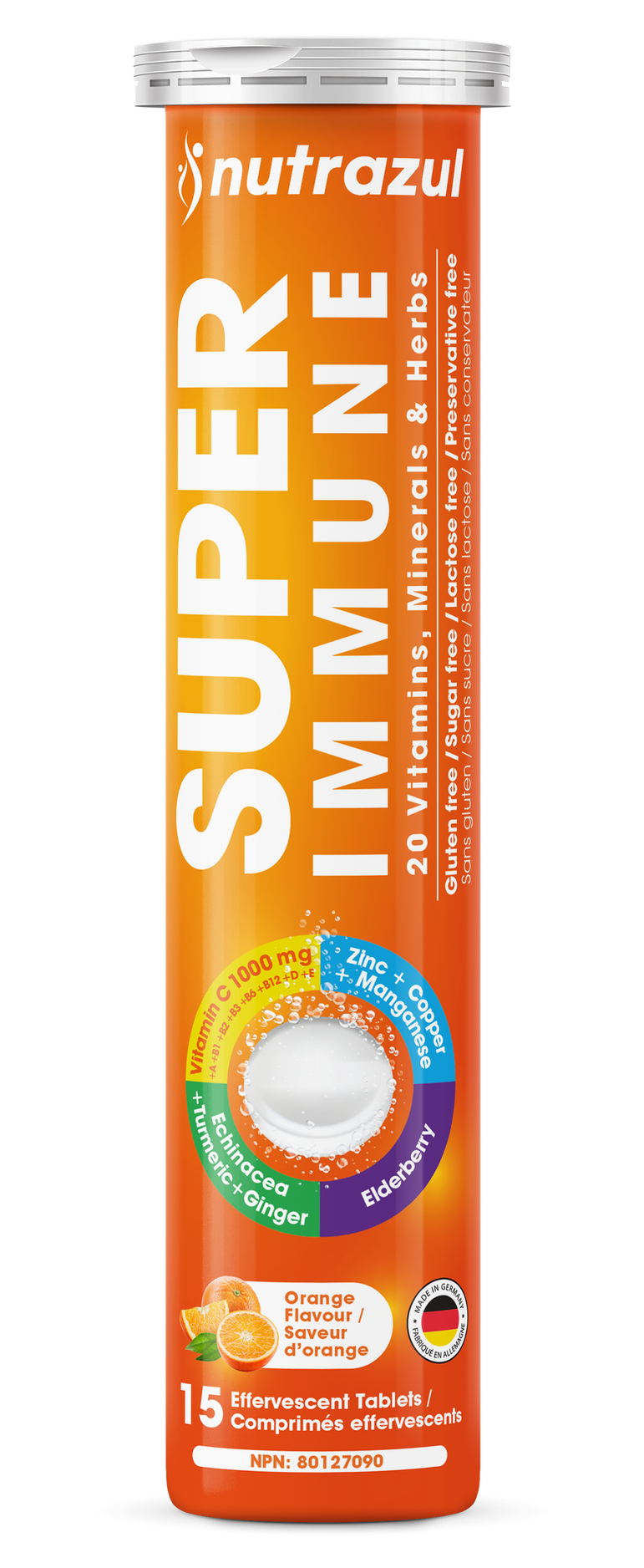 Comprimés effervescents Nutrazul Super Immune | Maintien du système immunitaire et soutien antioxydant