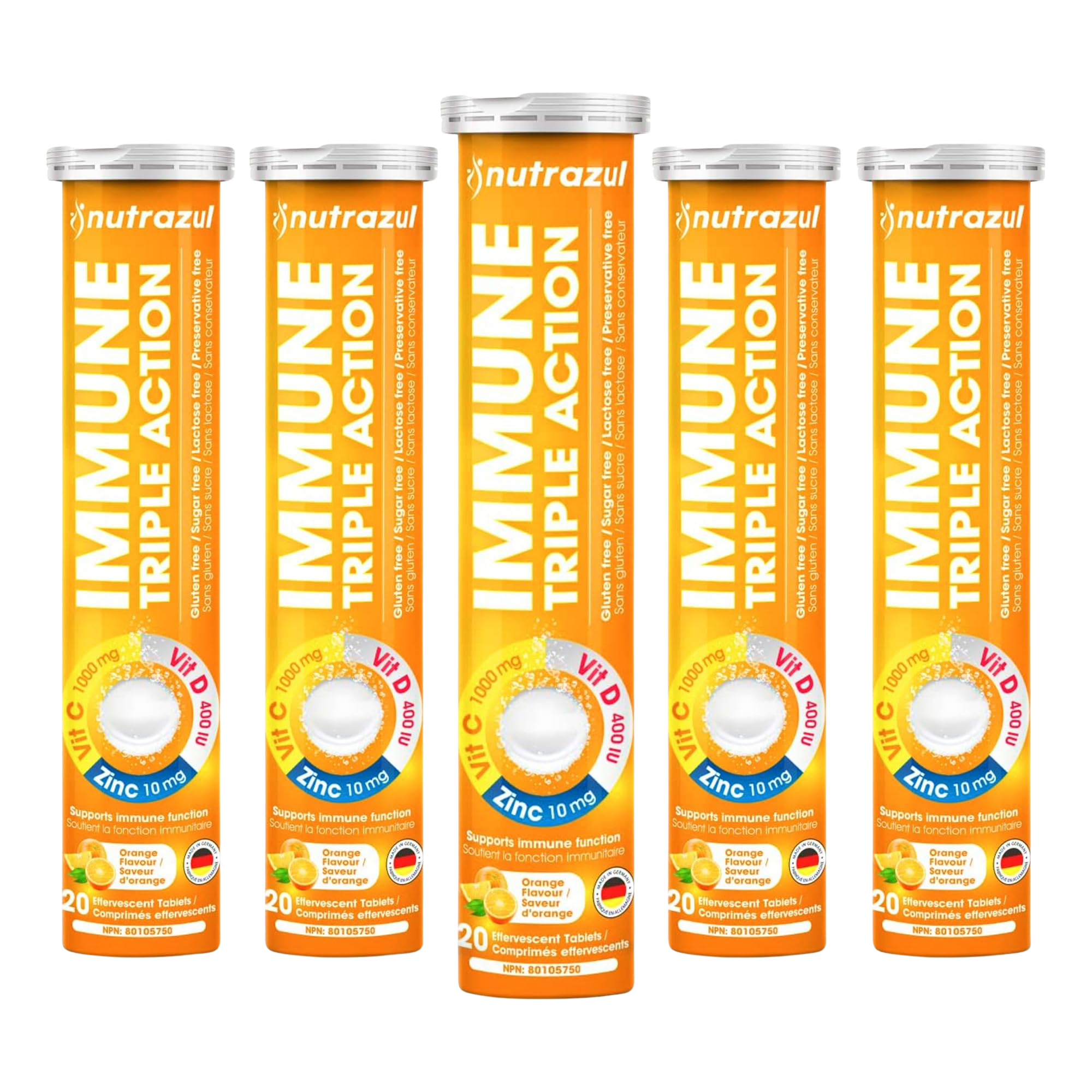 Nutrazul® Immune Triple Action Effervescent Tablets | Orange (Pack of 5)