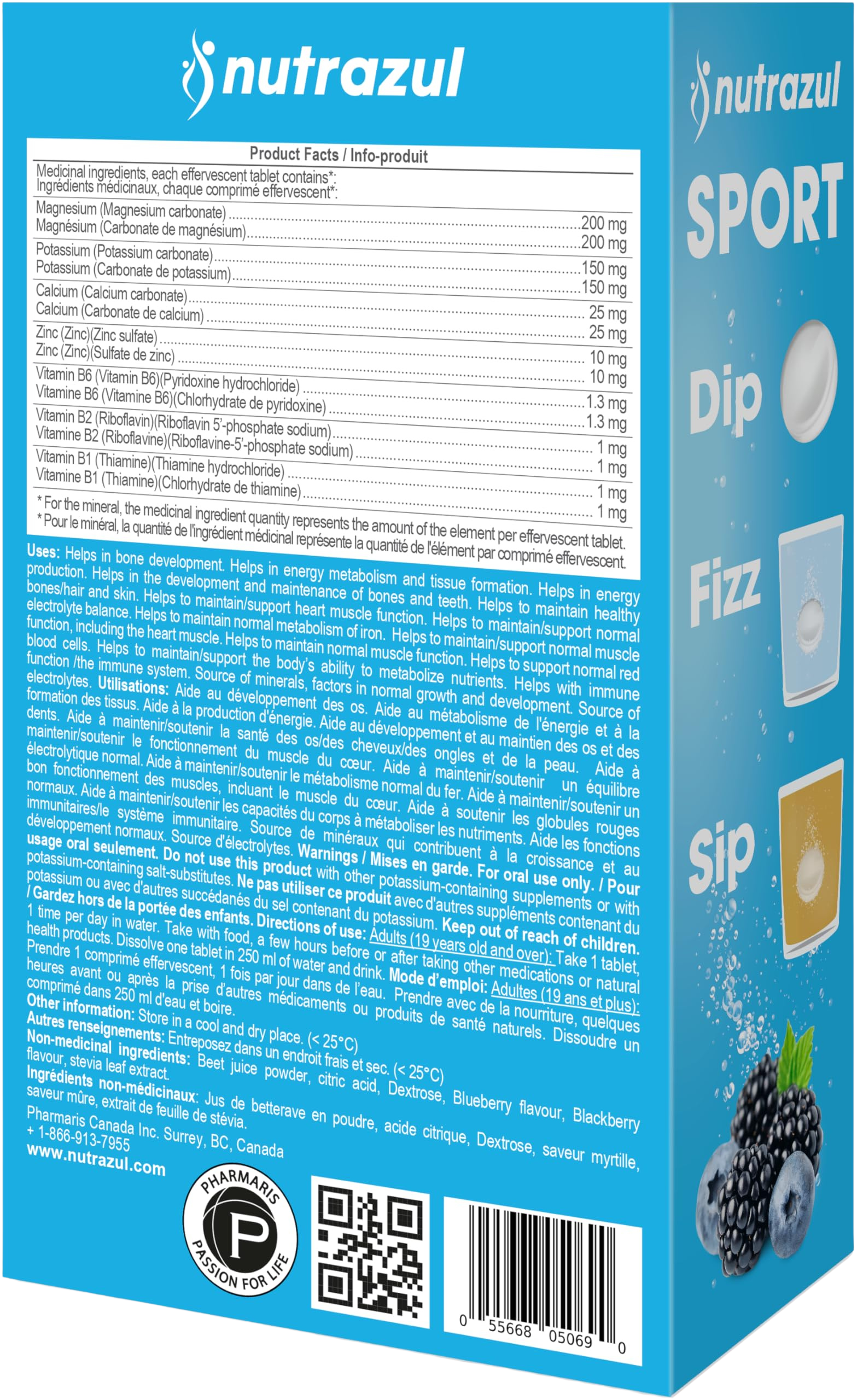 Comprimés effervescents Nutrazul SPORT | Soutien électrolytique et musculaire