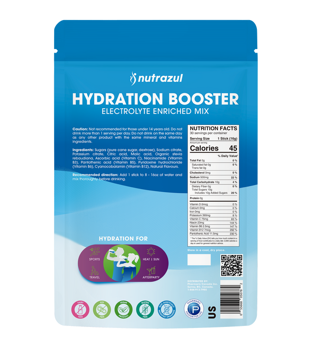 Nutrazul Booster d'hydratation – Saveur baies d'açaï | Poudre enrichie en électrolytes