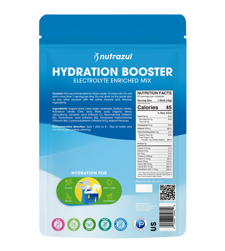 Nutrazul Booster d'hydratation - Citron vert 30 bâtonnets