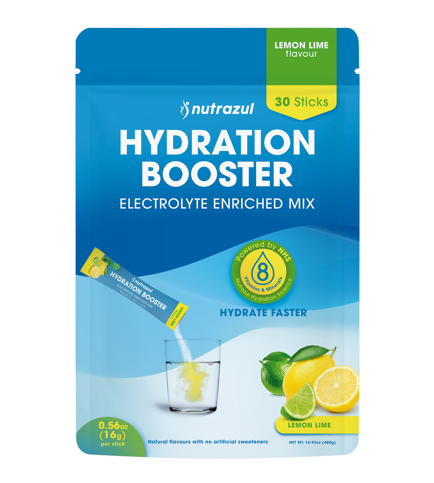 Nutrazul Hydration Booster- Lemon Lime 30 Sticks