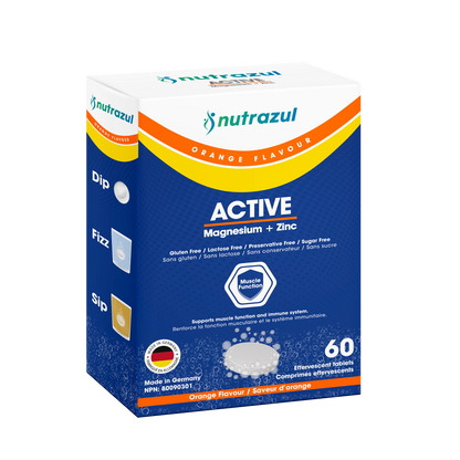 Nutrazul ACTIVE Magnesium and Zinc Effervescent Tablets | 60 Tablets