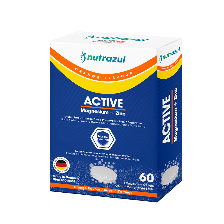 Comprimés effervescents Nutrazul ACTIVE au magnésium et au zinc | 60 comprimés