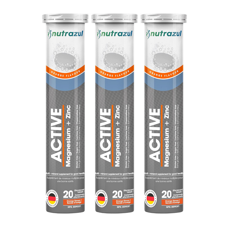 Comprimés effervescents Nutrazul ACTIVE au magnésium et au zinc | 60 comprimés
