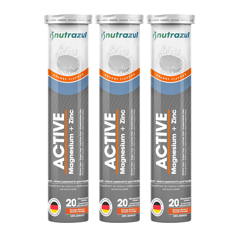 Comprimés effervescents Nutrazul ACTIVE au magnésium et au zinc | 60 comprimés