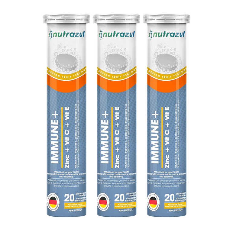 Comprimés effervescents Nutrazul Immune+ | Vitamine C et zinc avec vitamine E | 60 comprimés