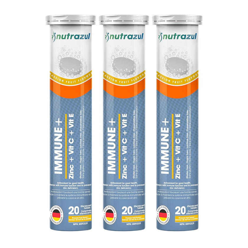 Comprimés effervescents Nutrazul Immune+ | Vitamine C et zinc avec vitamine E | 60 comprimés