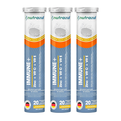 Nutrazul Immune+ Effervescent Tablets | Vitamin C and Zinc with Vitamin E | 60 Tablets