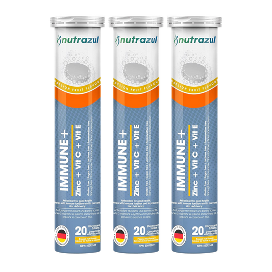Nutrazul Immune+ Effervescent Tablets | Vitamin C and Zinc with Vitamin E | 60 Tablets