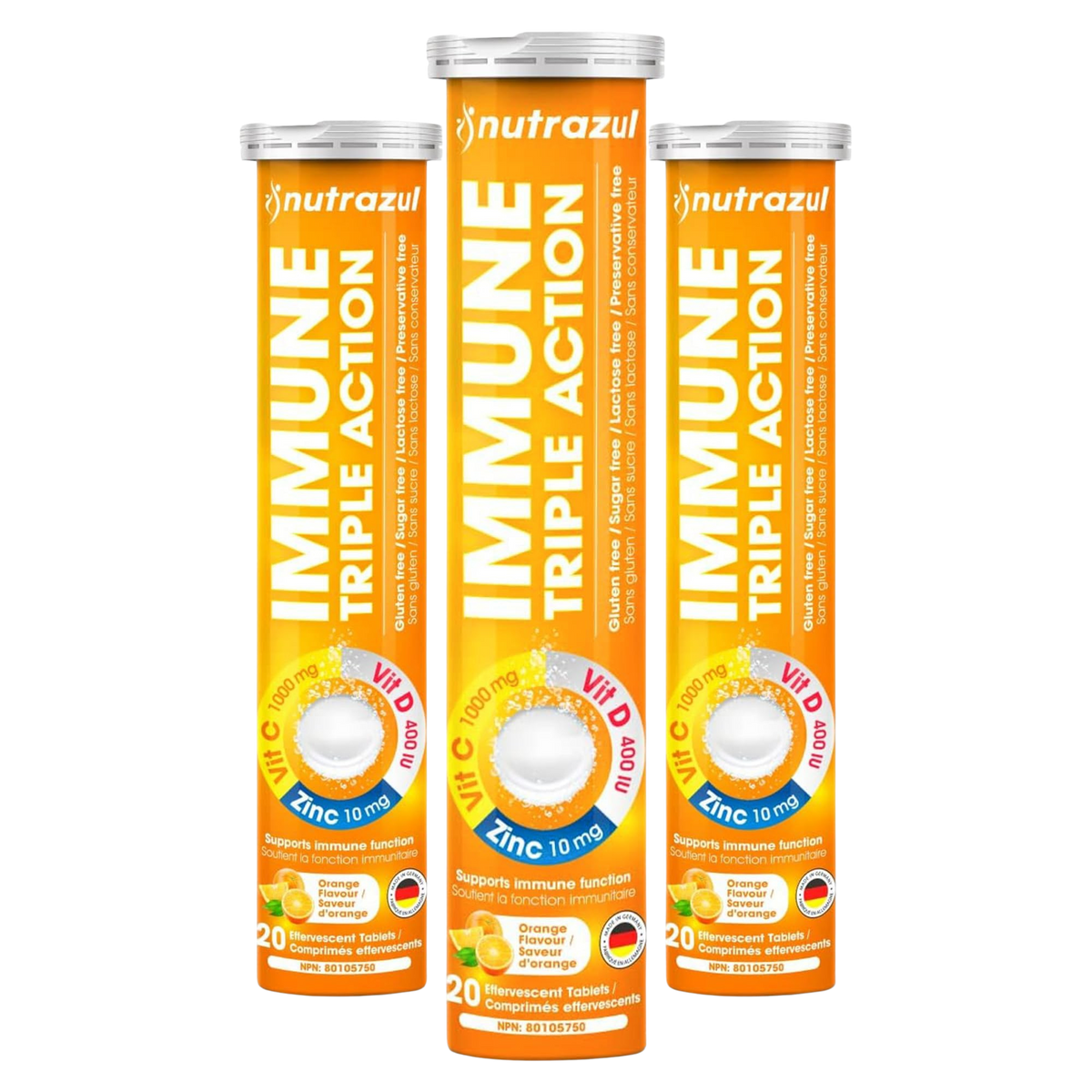 Nutrazul® Immune Triple Action Effervescent Tablets I Orange (Pack of 3)