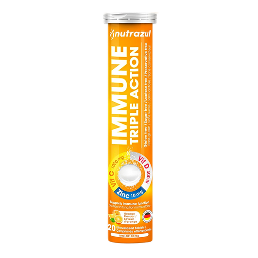 Nutrazul Immune Triple Action Effervescent Tablets - 1000 mg - 20 Tablets Vitamin C - Flavour Orange