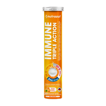 Nutrazul Immune Triple Action Effervescent Tablets - 1000 mg - 20 Tablets Vitamin C - Flavour Orange