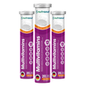Nutrazul Multivitamines - Comprimés effervescents, 60 comprimés, Soutien immunitaire avec 9 vitamines essentielles - 20 comprimés - Saveur orange