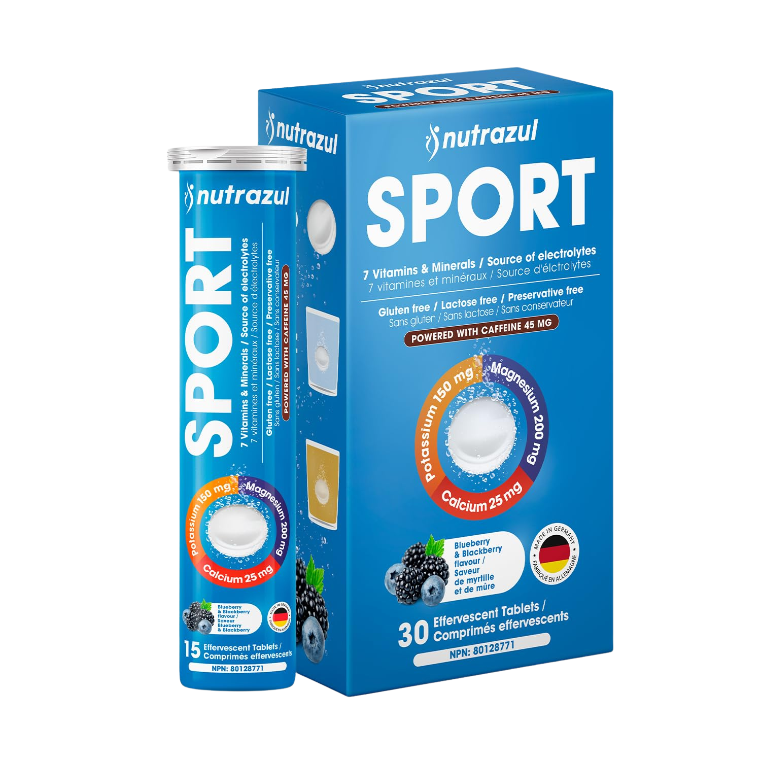 Nutrazul SPORT | Soutien électrolytique et énergétique avec caféine | Magnésium, potassium et zinc