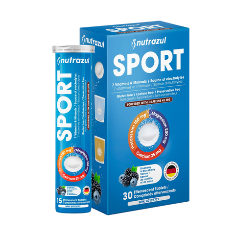 Nutrazul SPORT | Soutien électrolytique et énergétique avec caféine | Magnésium, potassium et zinc