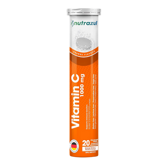 Nutrazul Vitamin C - Effervescent Tablets - 1000 mg - 20 Tablets - Flavor Orange