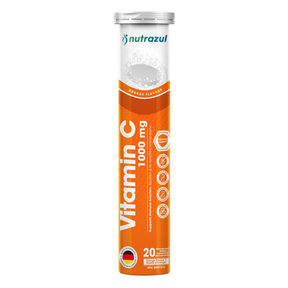 Nutrazul Vitamin C - Effervescent Tablets - 1000 mg - 20 Tablets - Flavor Orange