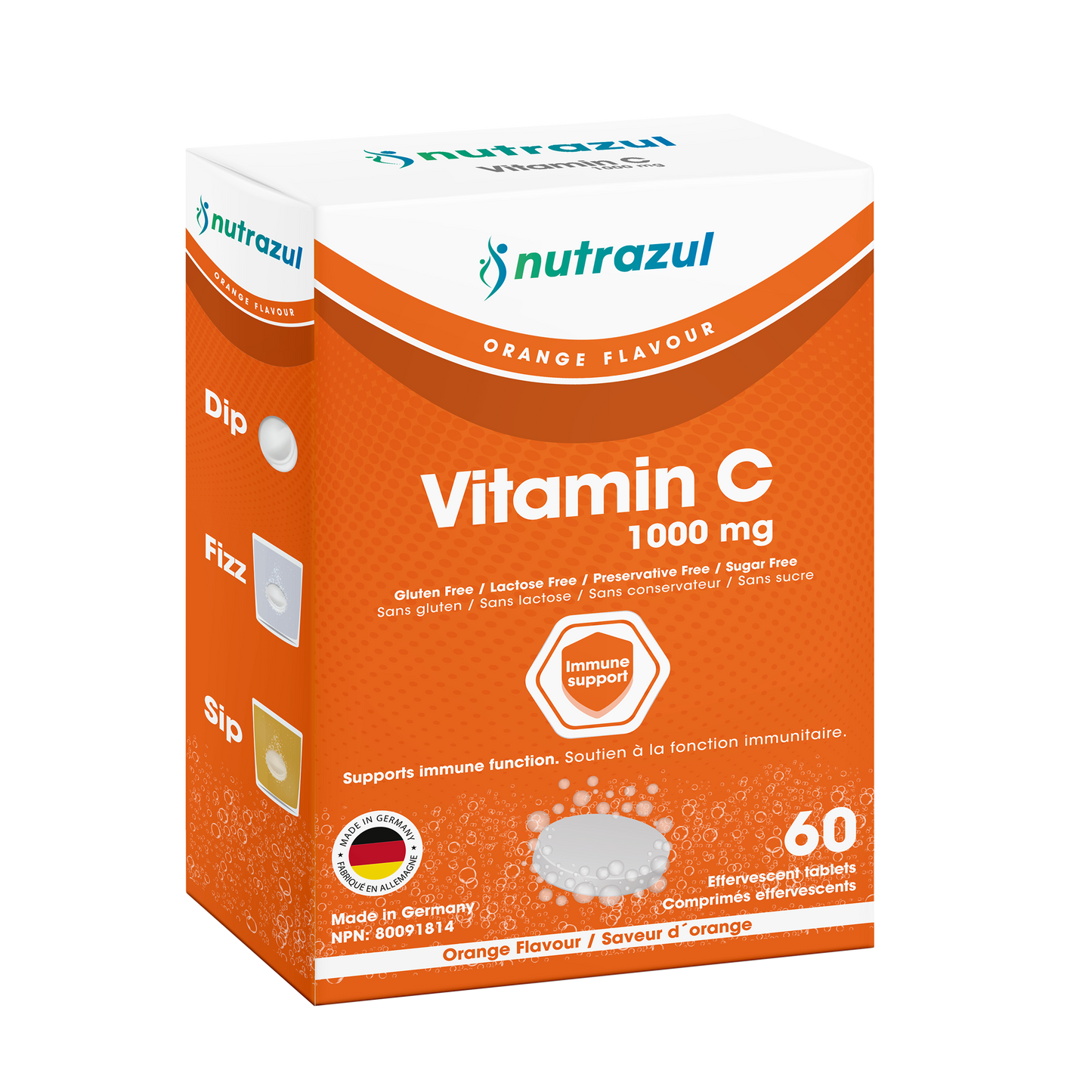 Nutrazul Vitamin C 1000mg Effervescent Tablets - Orange (Pack of 3 X 20)