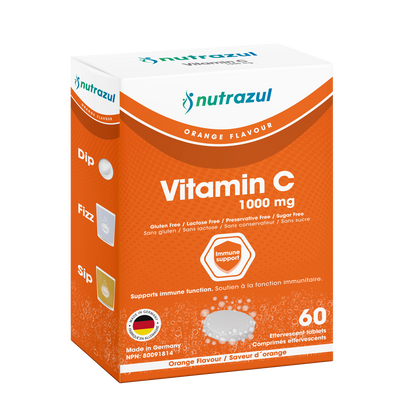 Nutrazul Vitamin C 1000mg Effervescent Tablets - Orange (Pack of 3 X 20)