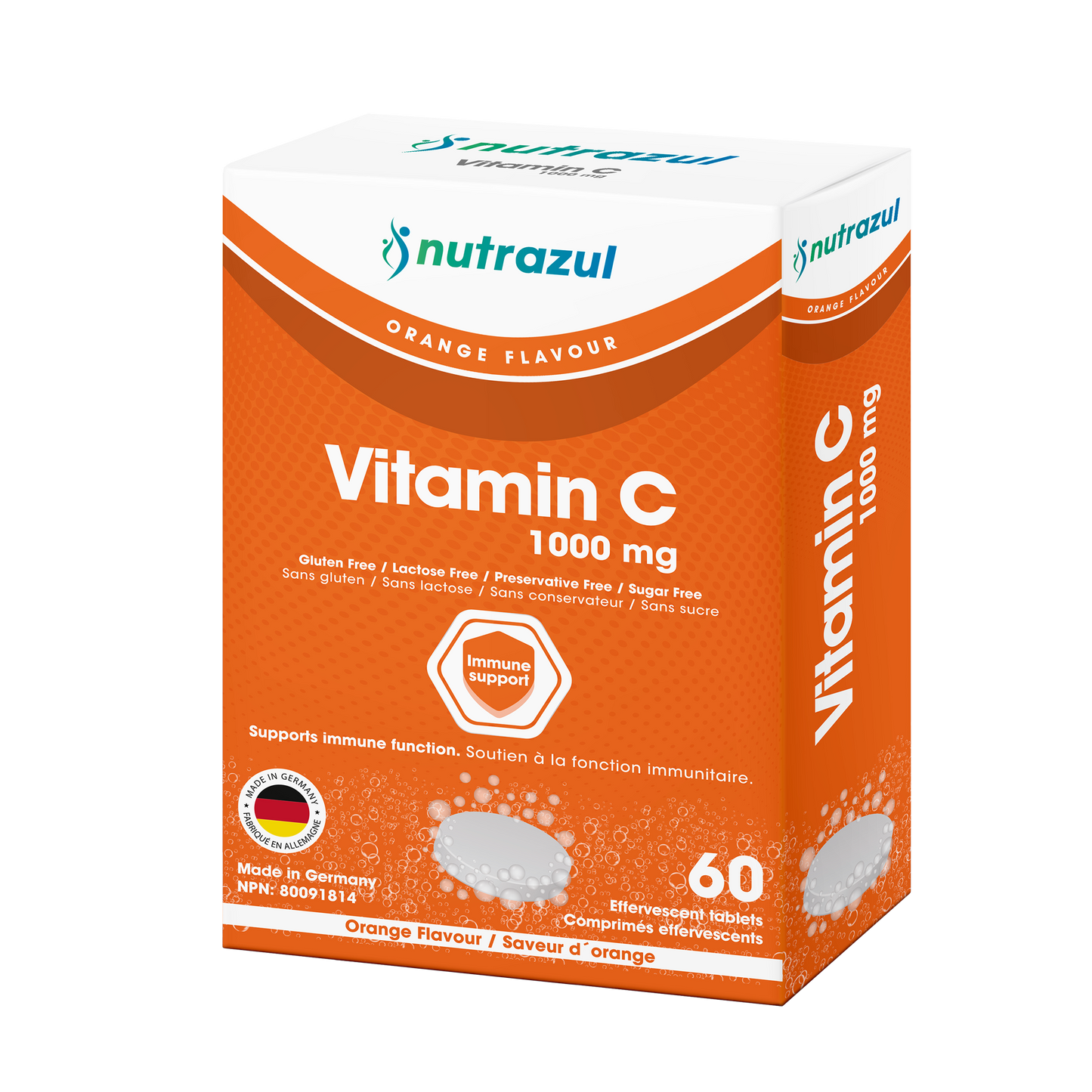 Nutrazul Vitamin C 1000mg Effervescent Tablets - Orange (Pack of 3 X 20)