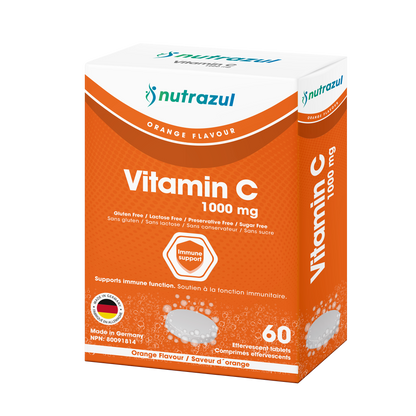Nutrazul Vitamin C 1000mg Effervescent Tablets - Orange (Pack of 3 X 20)