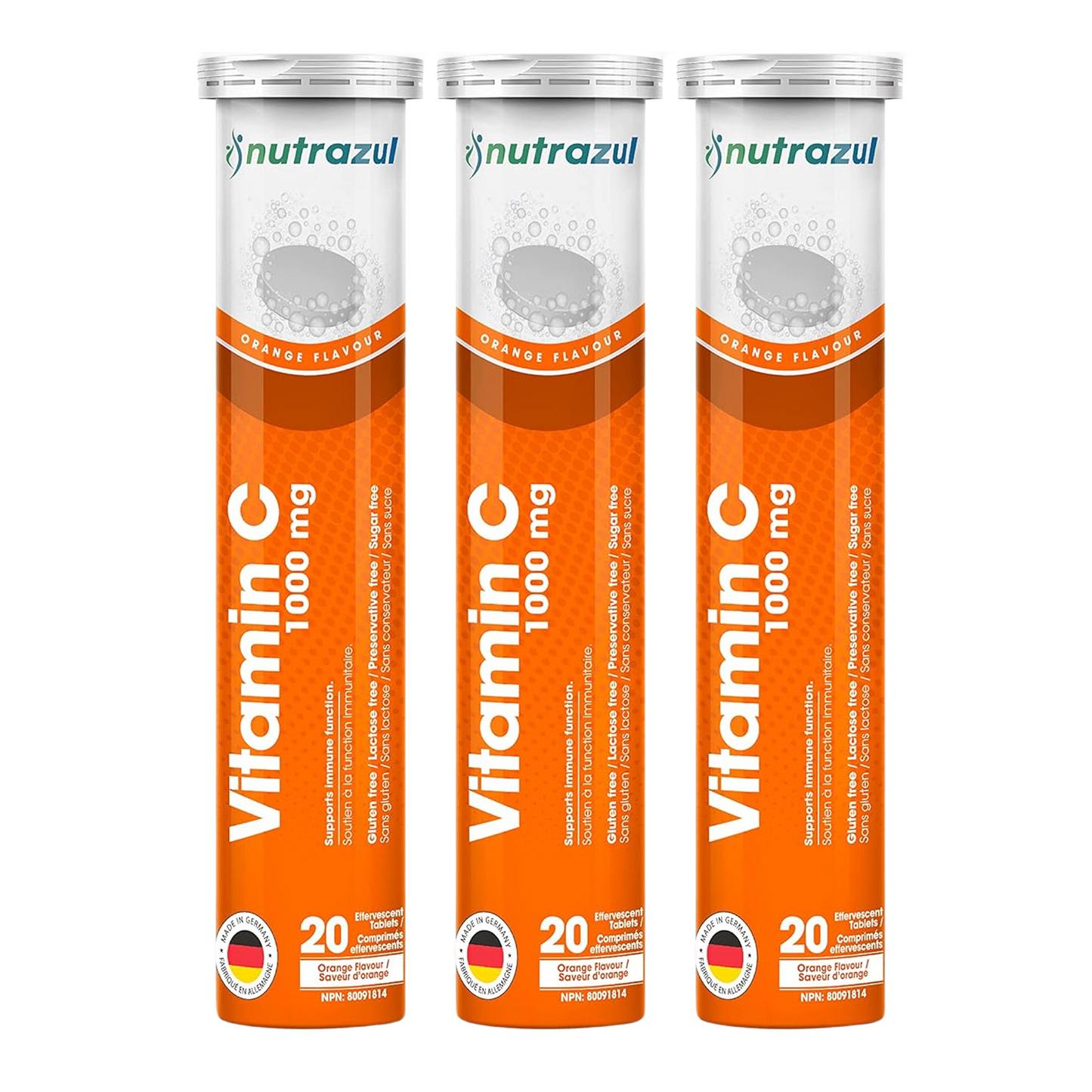 Nutrazul Vitamin C 1000mg Effervescent Tablets - Orange (Pack of 3 X 20)