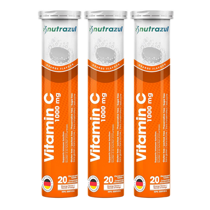 Nutrazul Vitamin C 1000mg Effervescent Tablets - Orange (Pack of 3 X 20)