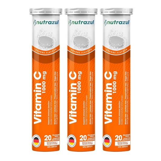Nutrazul Vitamin C 1000mg Effervescent Tablets - Orange (Pack of 3 X 20)