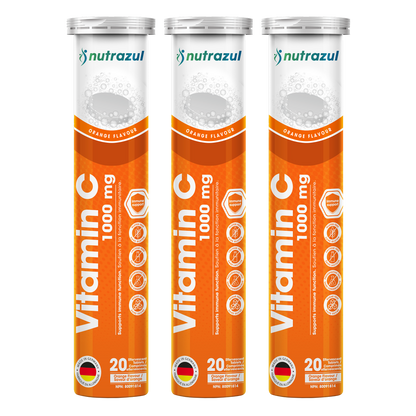 Nutrazul Vitamin C 1000mg Effervescent Tablets - Orange (Pack of 3 X 20)